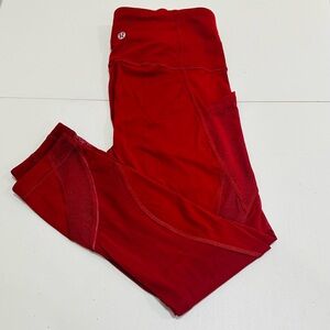 Lululemon Time to Sweat‎ Crop Leggings Ruby Red, Size 4
